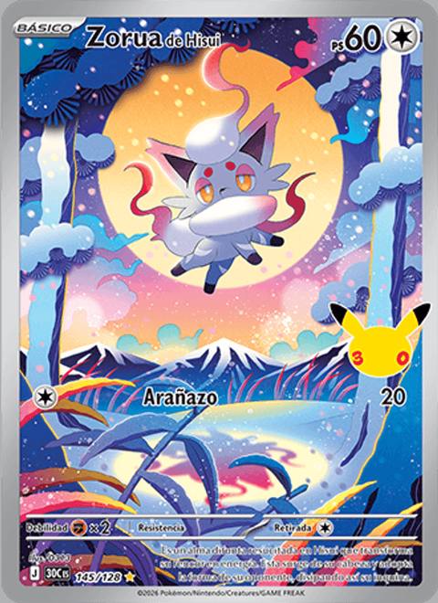 Zorua de Hisui 145/128 Celebración 30.º Aniversario Español Holo