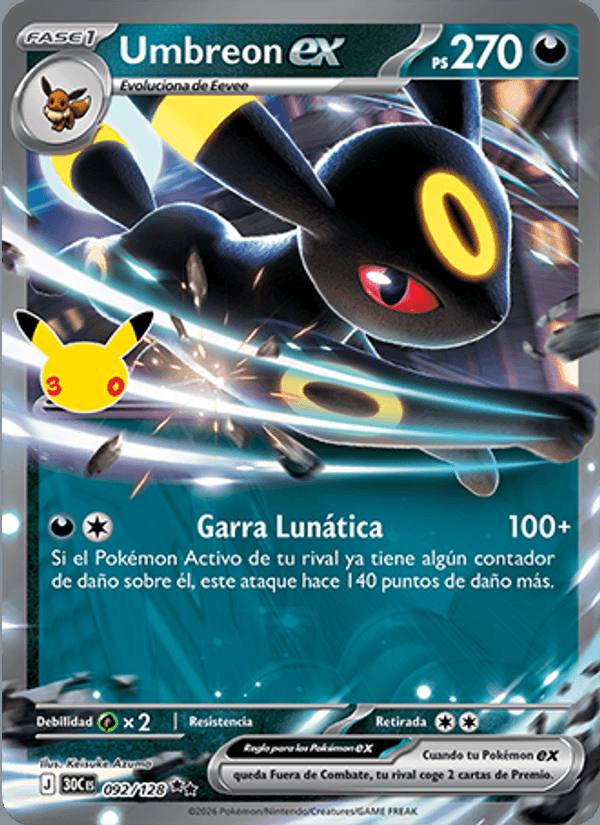 Umbreon ex 092/128 Celebración 30.º Aniversario Español Holo