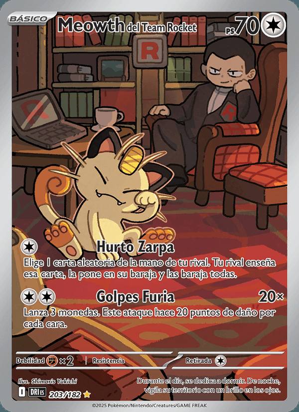 Meowth del Team Rocket 203/182 Rivales Predestinados Español Holo