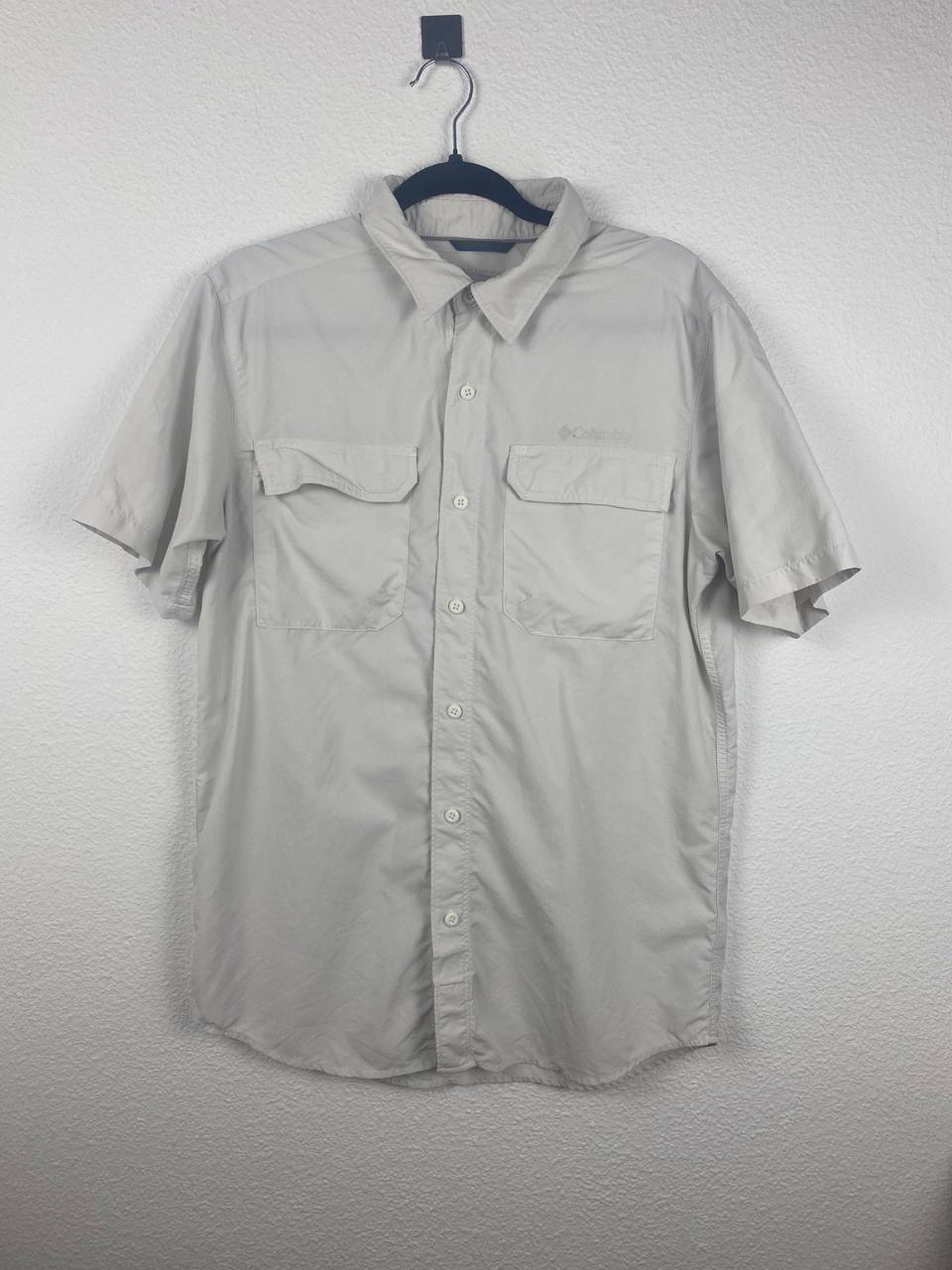 Columbia camisa técnica manga corta beige outdoor vintage