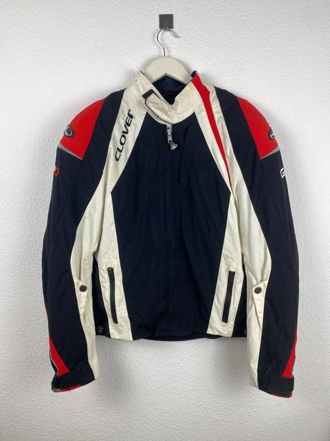 Clover chaqueta moto textil negro blanco rojo streetwear