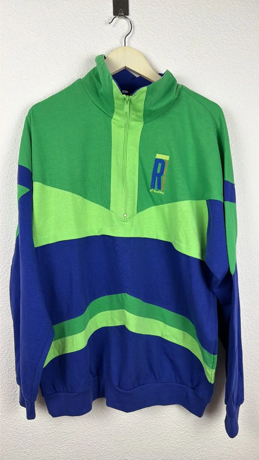 Running Pro Line sudadera cremallera verde azul vintage 90s, verde y azul
