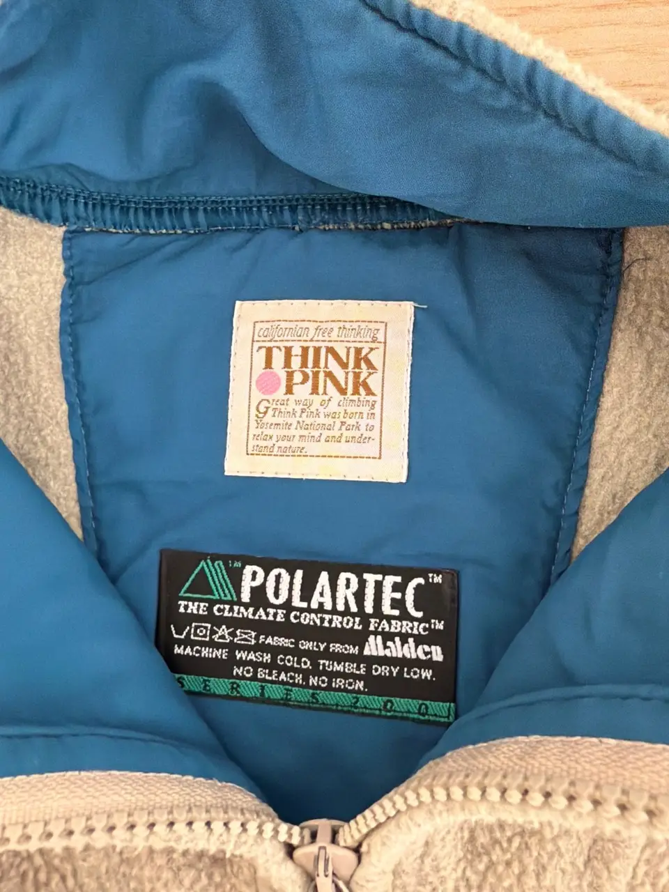 Think Pink forro polar Polartec 1/4 cremallera Vintage 90s, beige — foto 3