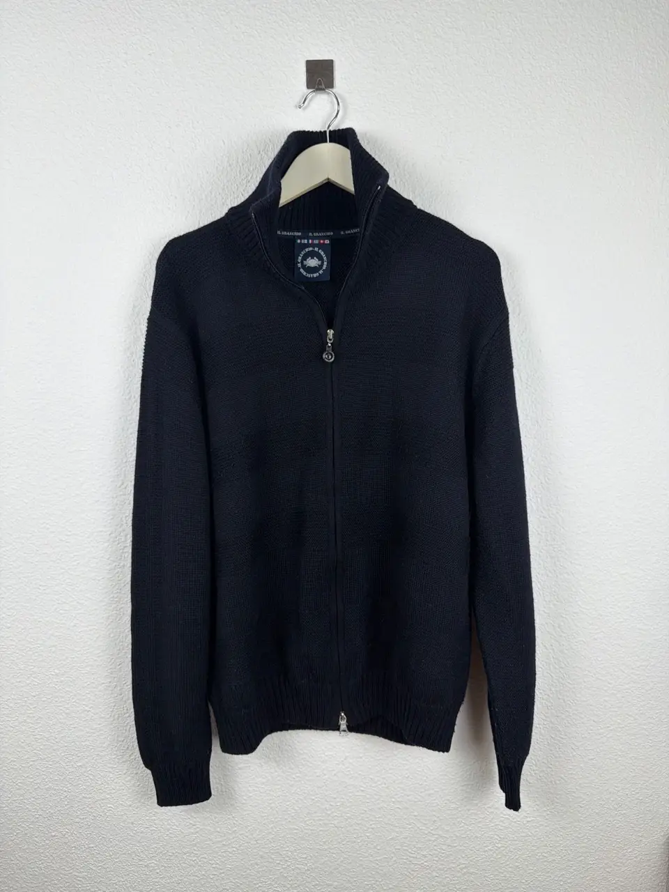 Il Granchio chaqueta punto cuello alto azul marino Vintage — foto 2