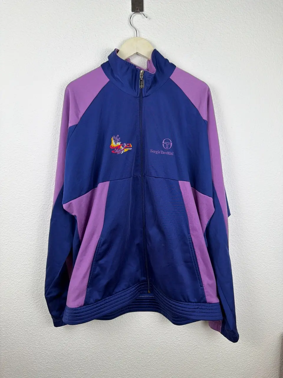 Sergio Tacchini chaqueta chándal retro azul malva vintage 90s, azul y malva