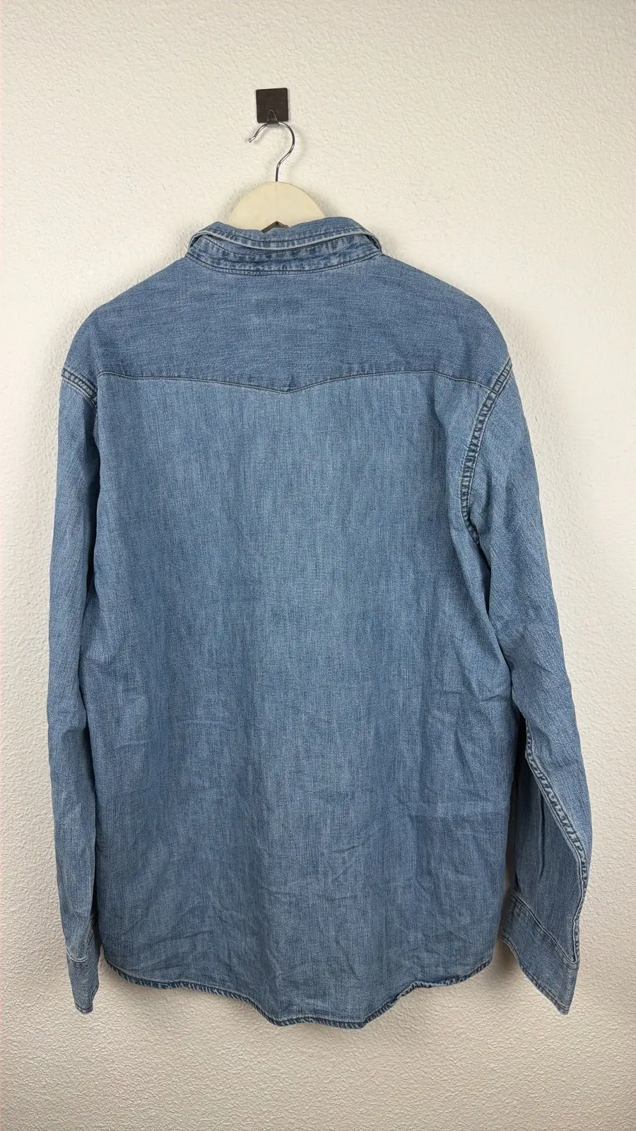 Carrera camisa vaquera hombre western denim vintage, azul — foto 3