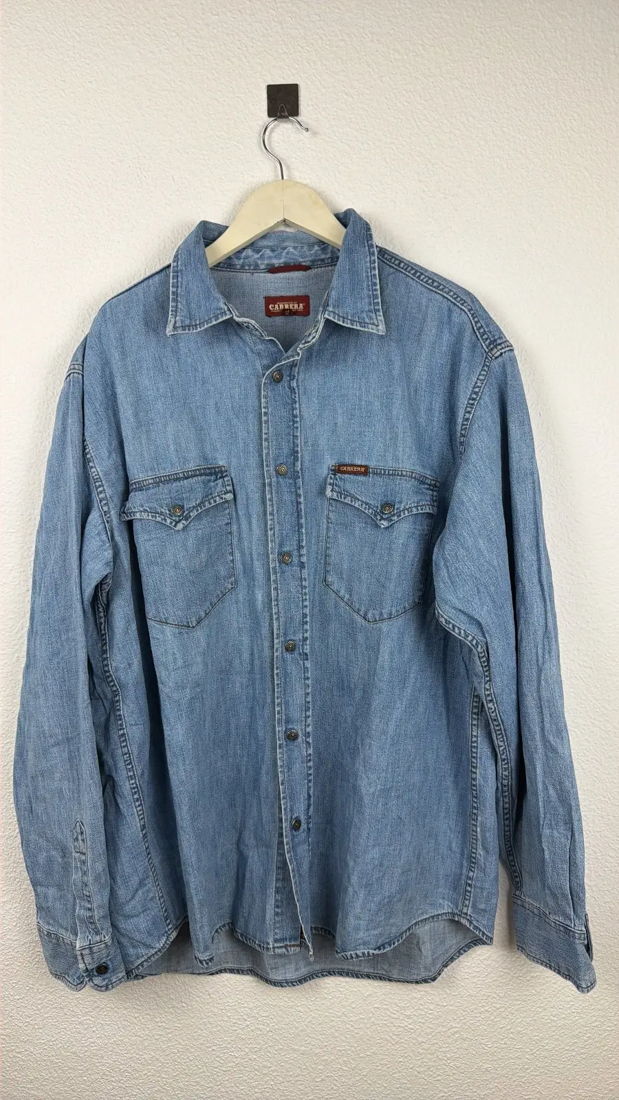 Carrera camisa vaquera hombre western denim vintage, azul