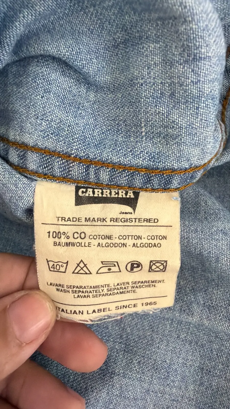 Carrera camisa vaquera hombre western denim vintage, azul — foto 8