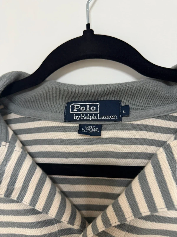 Polo by Ralph Lauren rayas gris/blanco Talla L Vintage Piqué — foto 3