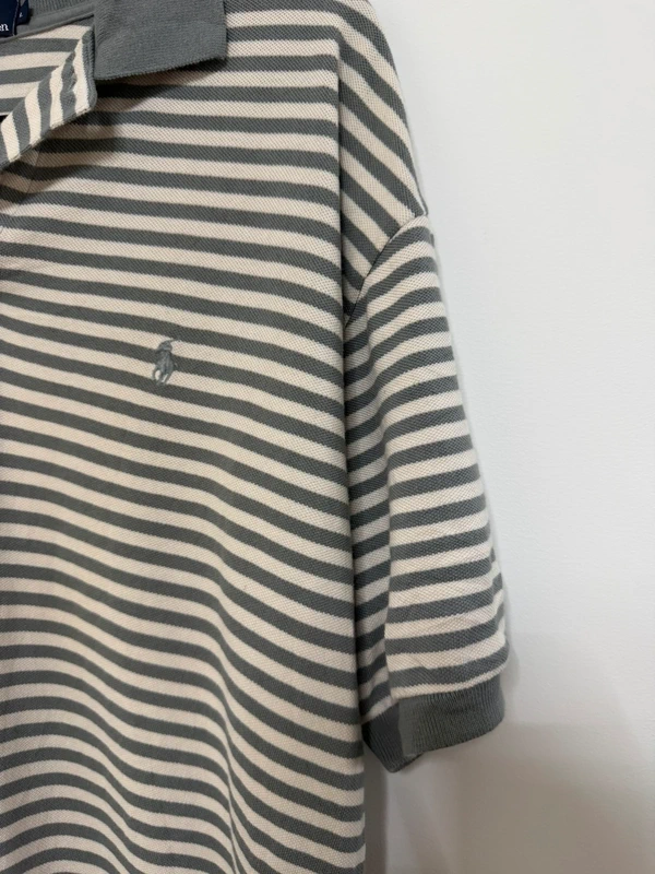 Polo by Ralph Lauren rayas gris/blanco Talla L Vintage Piqué — foto 4