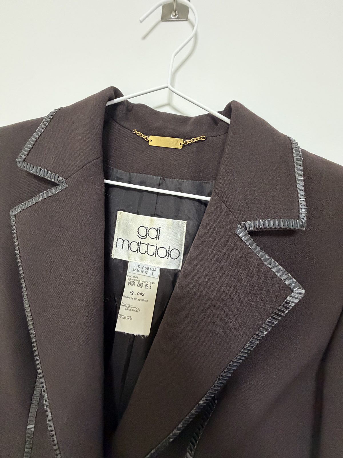 Gai Mattiolo Wool Blazer + Vintage 90s Y2K Fitted Designer Jacket Dark Brown — foto 4