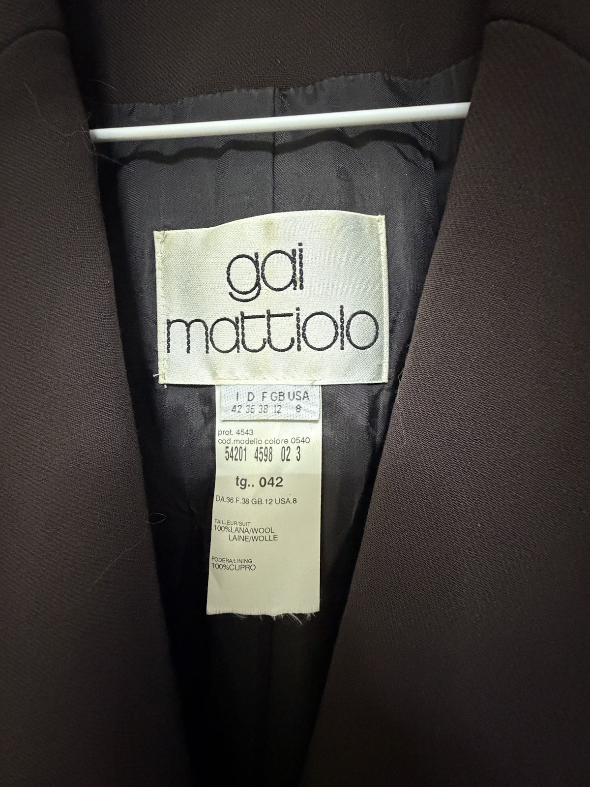 Gai Mattiolo Wool Blazer + Vintage 90s Y2K Fitted Designer Jacket Dark Brown — foto 2