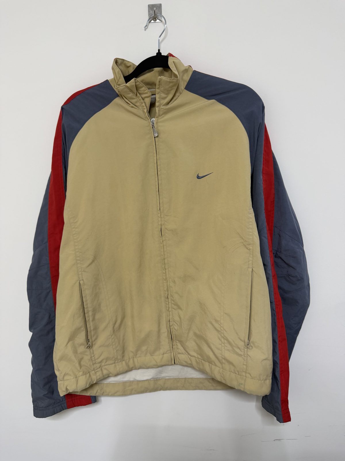 Chaqueta Nike Vintage Y2K Color Block Beige - Talla M Cortavientos (Silver Tag)