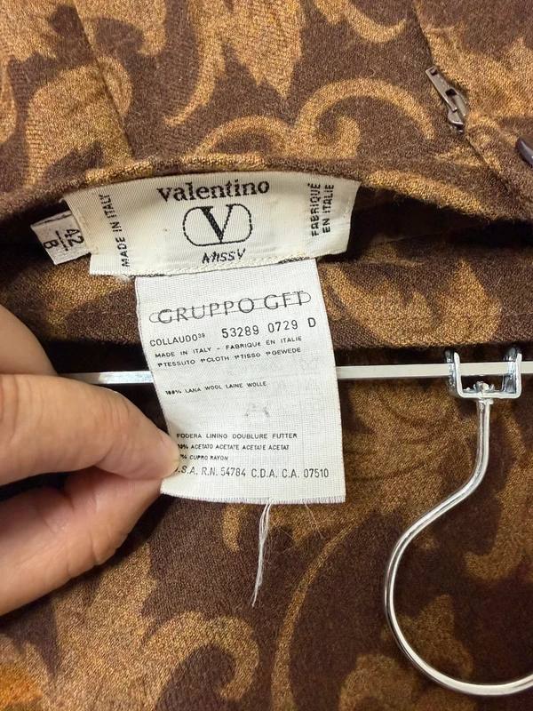 Valentino Miss V falda midi lápiz vintage S 36 lana, marrón — foto 5