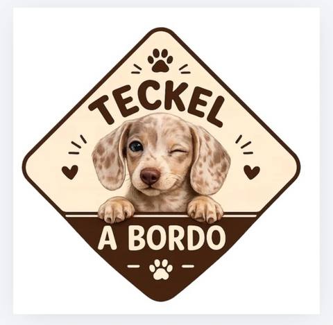 Pegatina Teckel a Bordo Coche Vinilo Perro Salchicha Nuevo