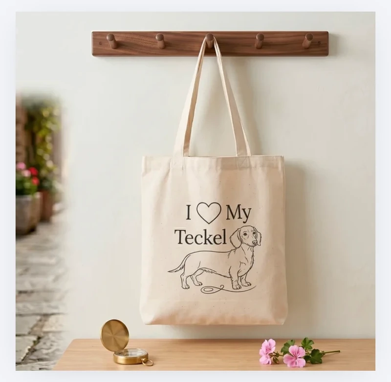 Tote Bag Teckel Planet Teckel Dachshund Algodon Nueva