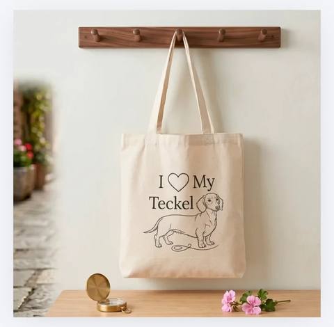 Tote Bag Teckel Planet Teckel Dachshund Algodon Nueva