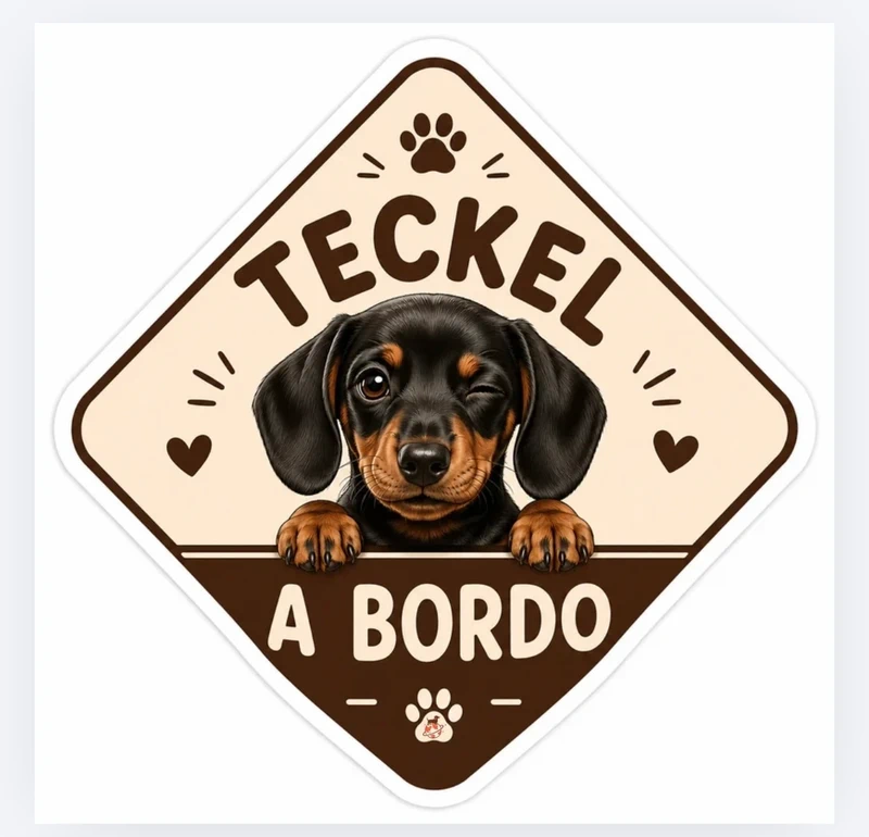 Pegatina Teckel a Bordo Coche Perro Salchicha Vinilo Nueva