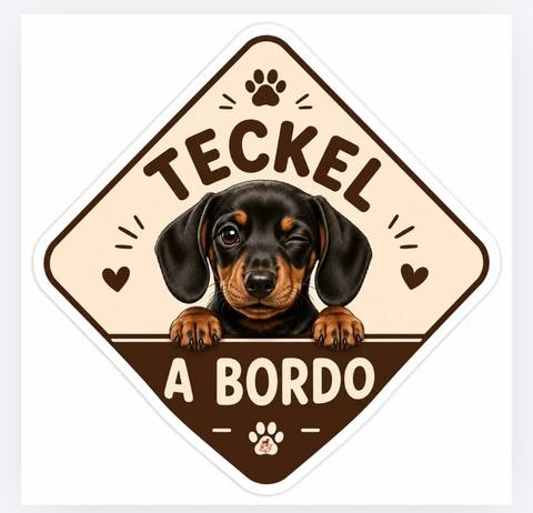 Pegatina Teckel a Bordo Coche Perro Salchicha Vinilo Nueva
