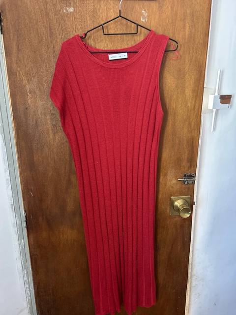 Vestido Lefties punto canale burdeos Talla M sin mangas midi