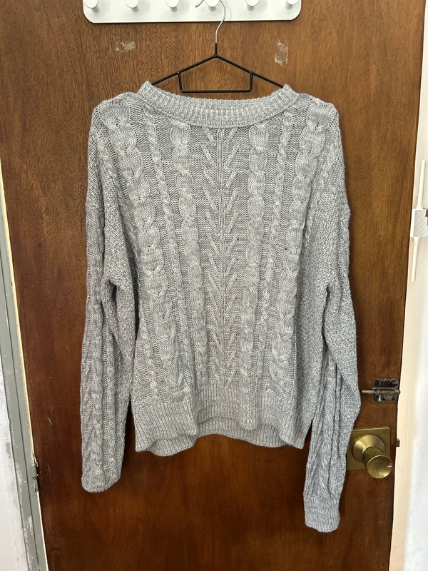 Jersey Pull&Bear punto trenzado gris Talla M Vintage Casual