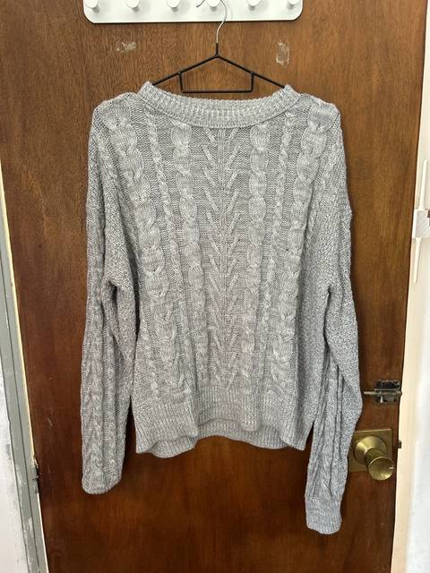 Jersey Pull&Bear punto trenzado gris Talla M Vintage Casual
