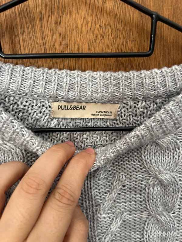 Jersey Pull&Bear punto trenzado gris Talla M Vintage Casual — foto 2