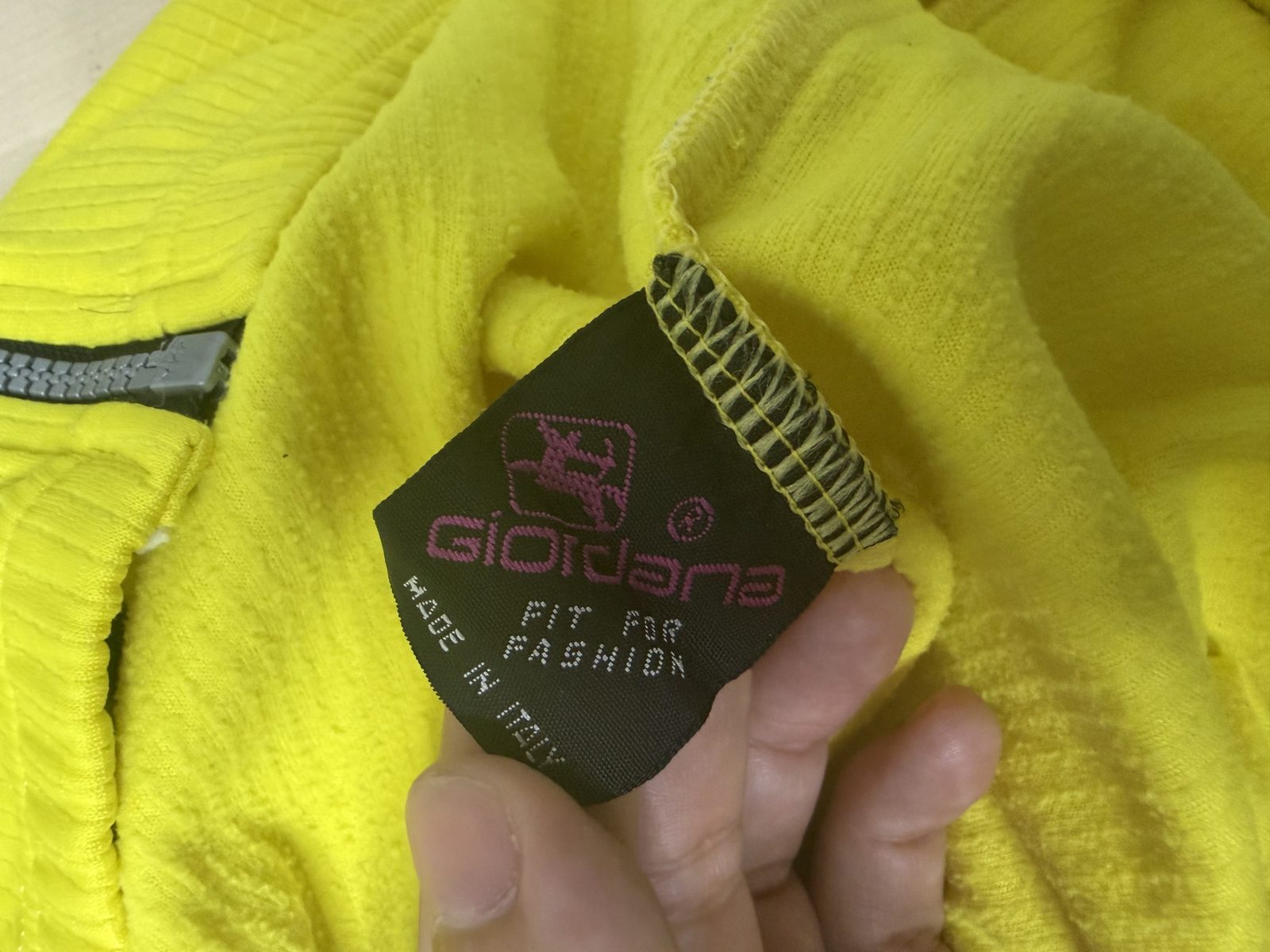 Giordana maillot ciclismo manga larga amarillo flúor vintage — foto 5