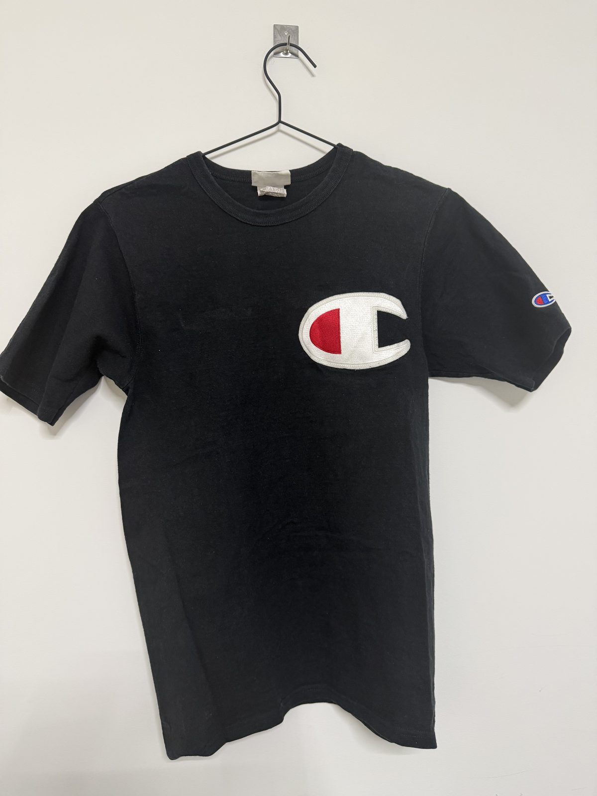 Champion Camiseta Negra Talla S Logo C Bordado Streetwear