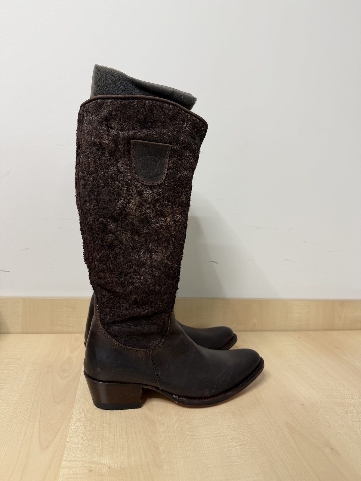 SENDRA Tall Leather Boots Brown Western Fur Cowboy Size 37 — foto 3