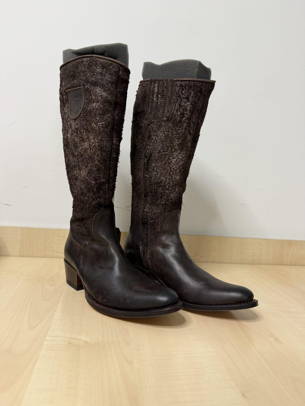 SENDRA Tall Leather Boots Brown Western Fur Cowboy Size 37 — foto 2