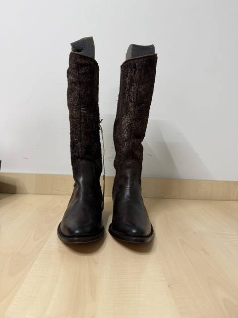 SENDRA Tall Leather Boots Brown Western Fur Cowboy Size 37