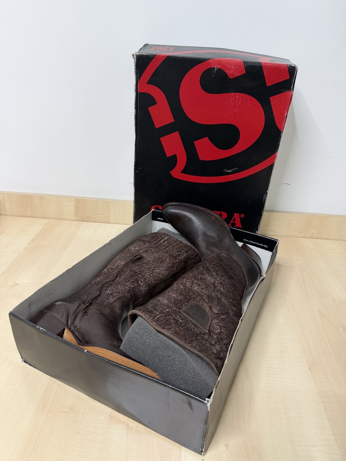 SENDRA Tall Leather Boots Brown Western Fur Cowboy Size 37 — foto 9