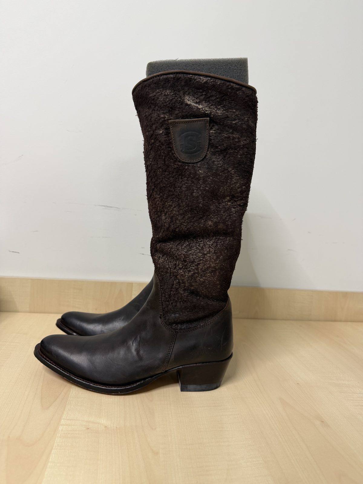 SENDRA Tall Leather Boots Brown Western Fur Cowboy Size 37 — foto 5
