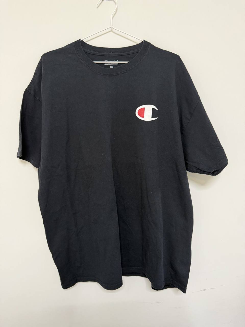 Champion Camiseta Negra Talla 2XL Vintage Basica Algodon, negro