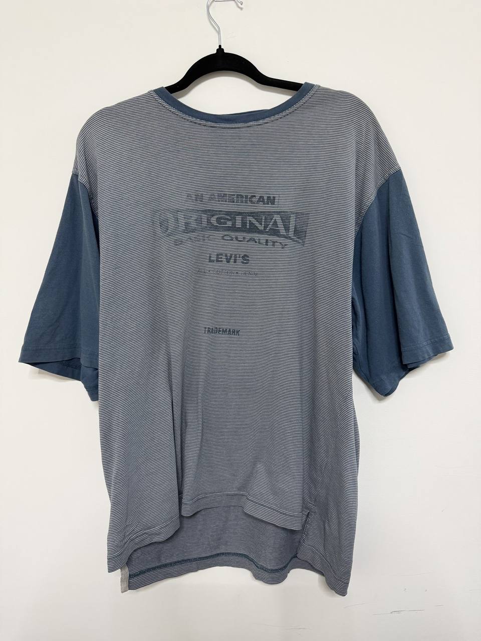 Camiseta Levi's Vintage 1995 Rayas Color Block | Made in USA | Talla M Oversize 90s, azul