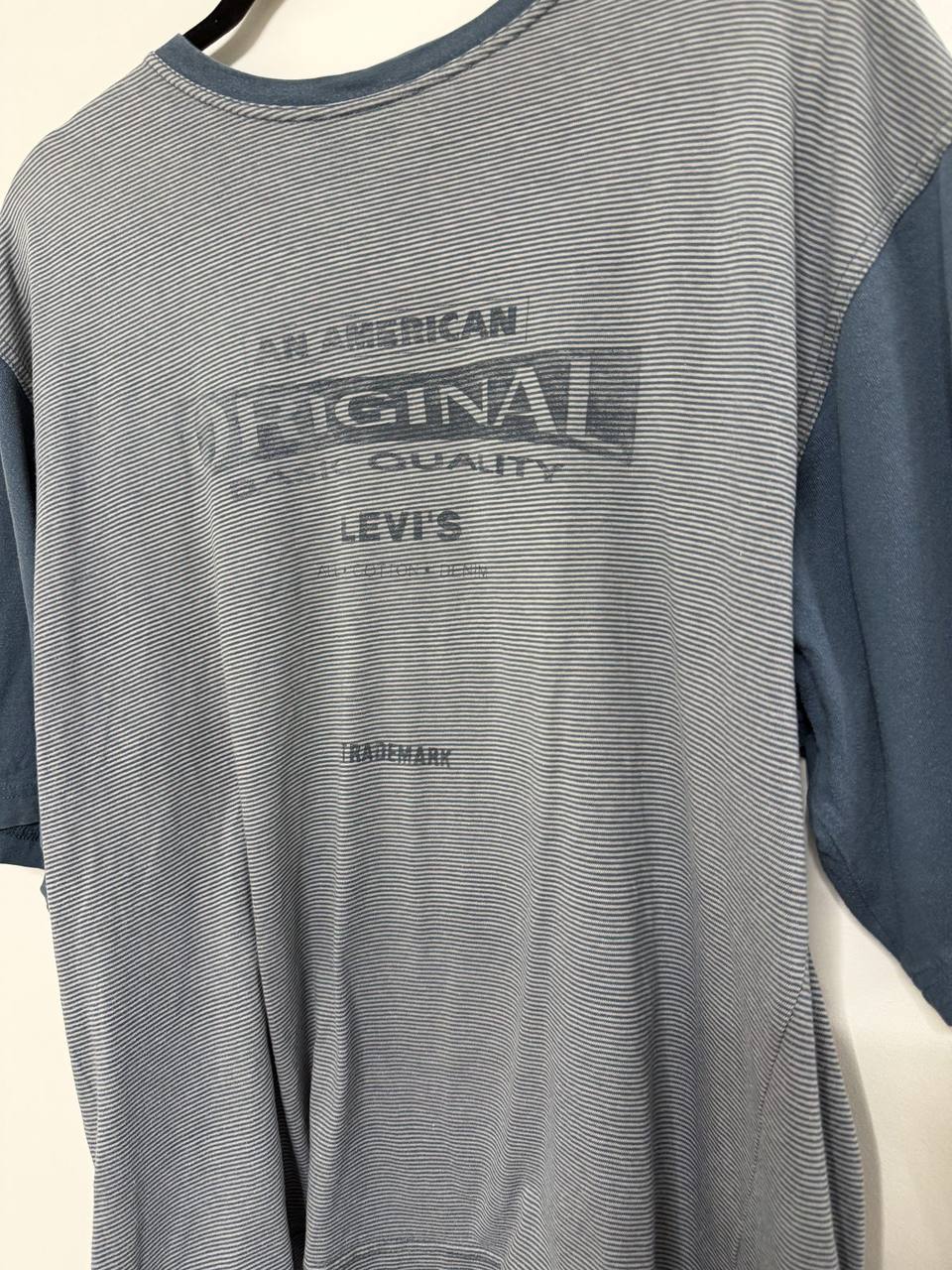 Camiseta Levi's Vintage 1995 Rayas Color Block | Made in USA | Talla M Oversize 90s, azul — foto 2