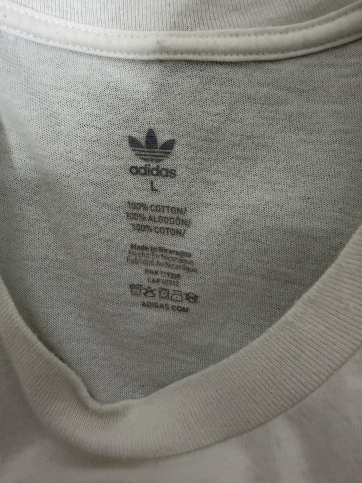 Adidas Originals Camiseta Trébol Talla L Blanca Básica Vintage — foto 3