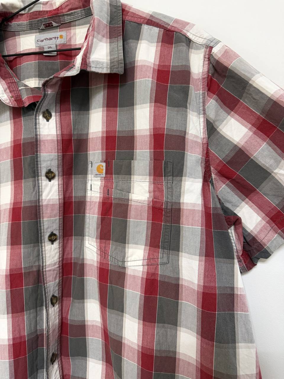 Camisa Manga Corta Carhartt Cuadros Rojo/Gris Talla XXL Regular — foto 2