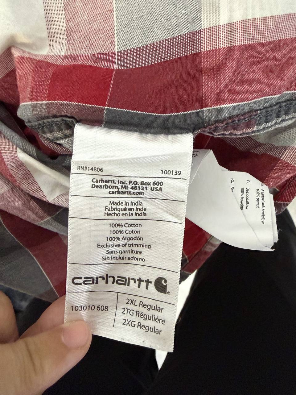 Camisa Manga Corta Carhartt Cuadros Rojo/Gris Talla XXL Regular — foto 6