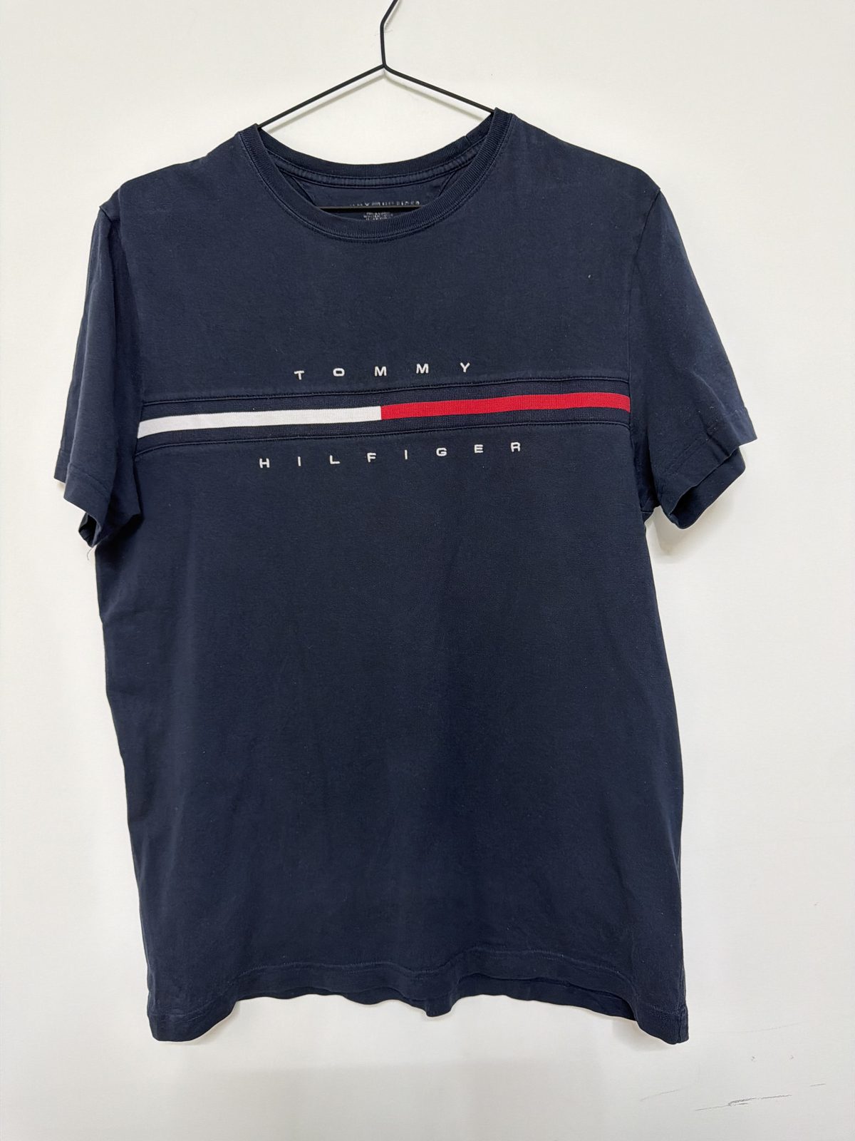 Camiseta Tommy Hilfiger Azul Marino Logo Bandera Pecho Talla M Casual