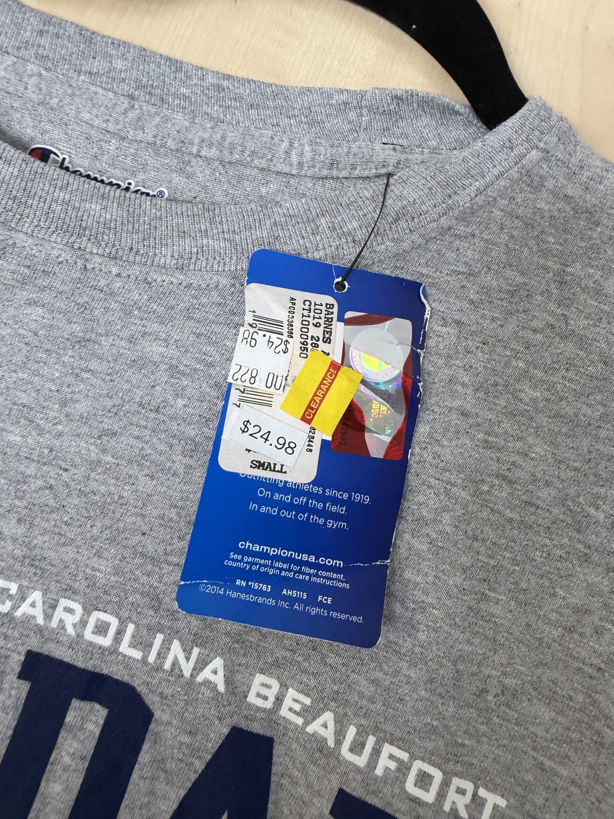 Champion Authentic camiseta gris S nueva Carolina Beaufort — foto 3