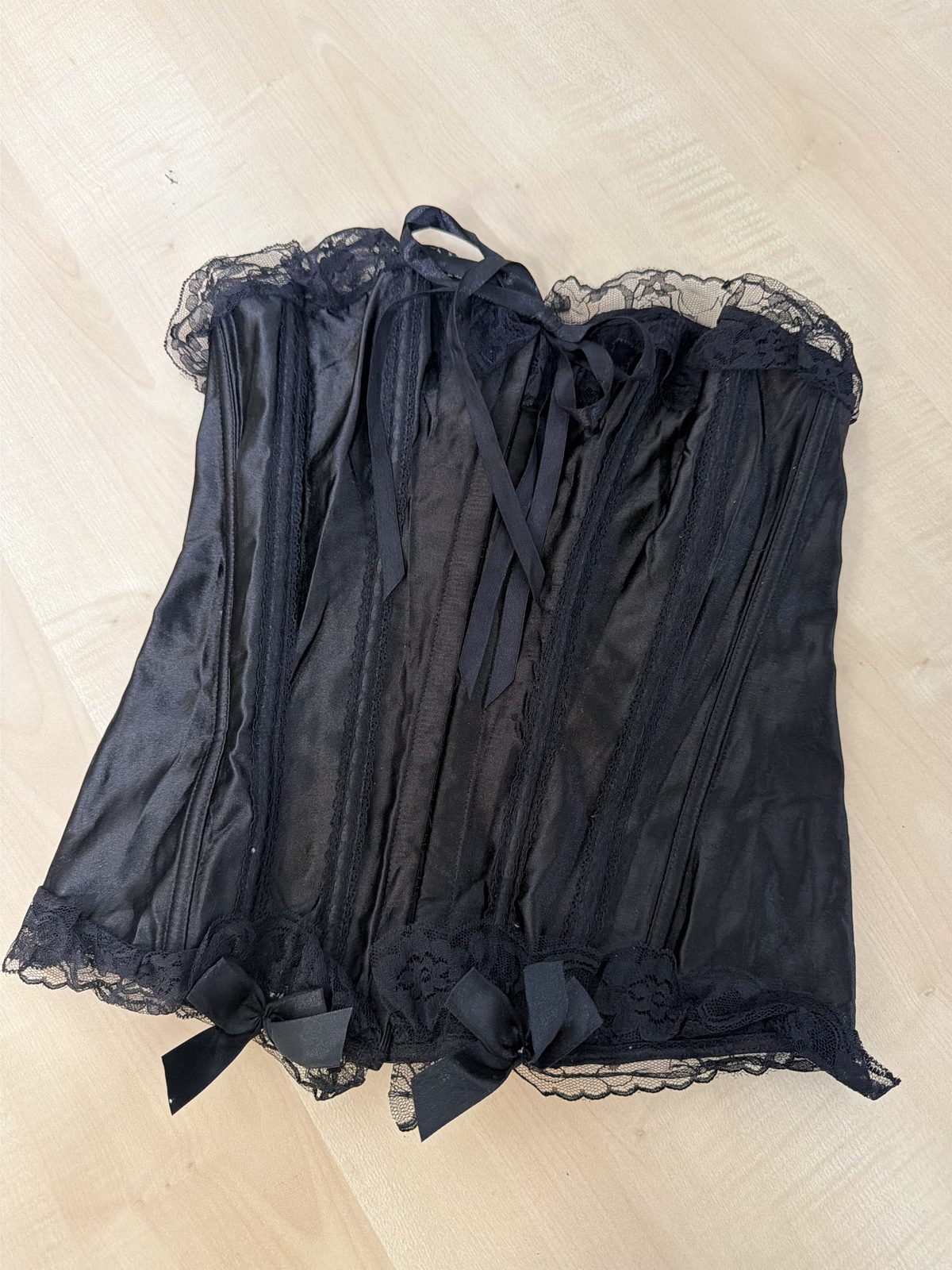 Corsé negro encaje talla S lace-up gótico lencería
