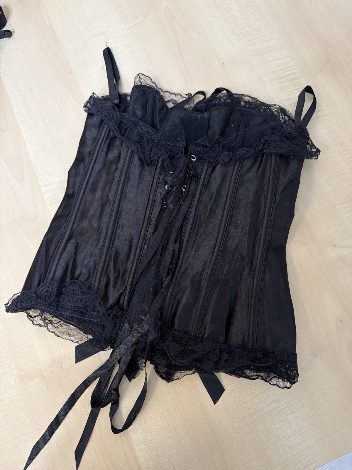 Corsé negro encaje talla S lace-up gótico lencería — foto 2