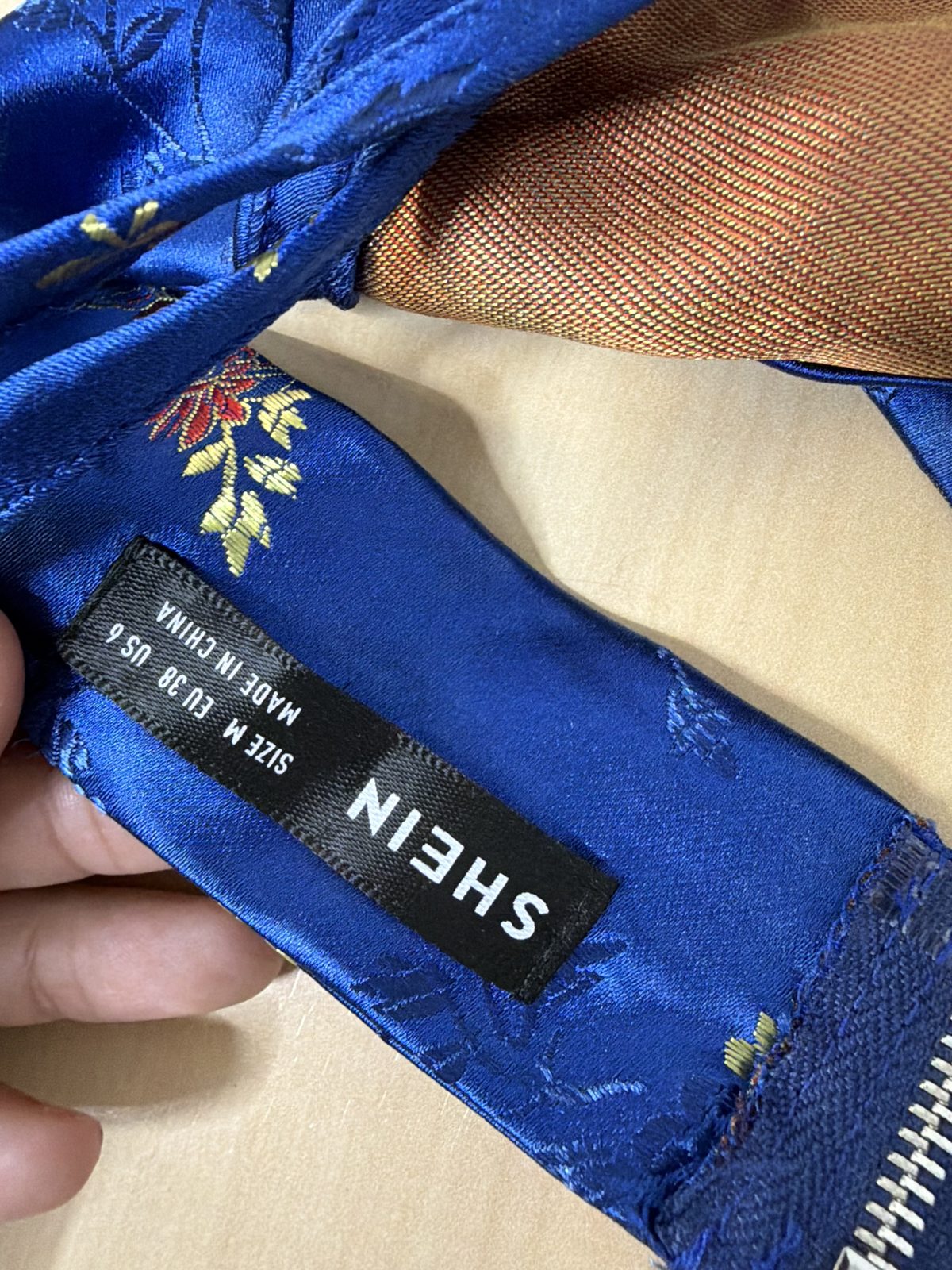 Shein top corsé bralette satén azul M jacquard oriental Y2K — foto 5