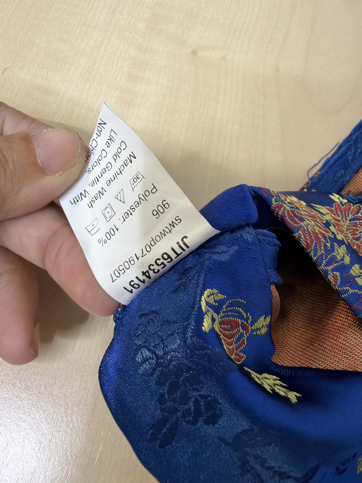Shein top corsé bralette satén azul M jacquard oriental Y2K — foto 4