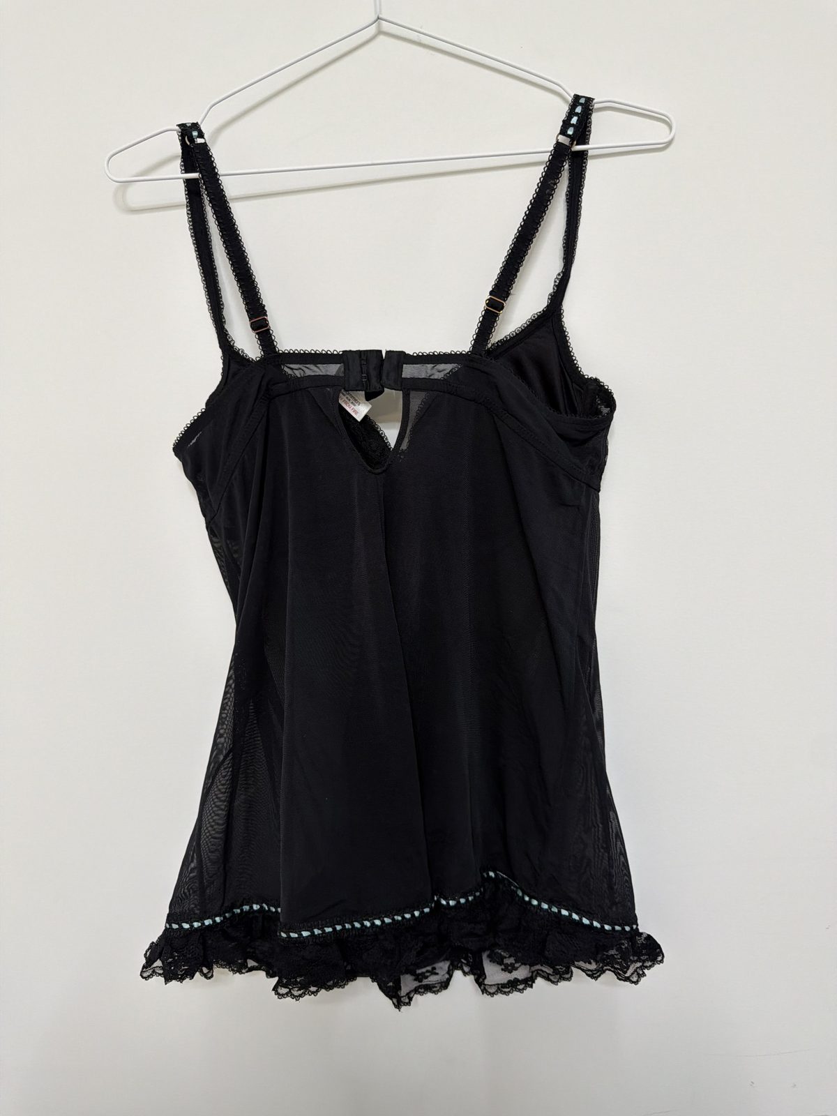 Babydoll corsé negro encaje flores talla única lencería vintage — foto 3