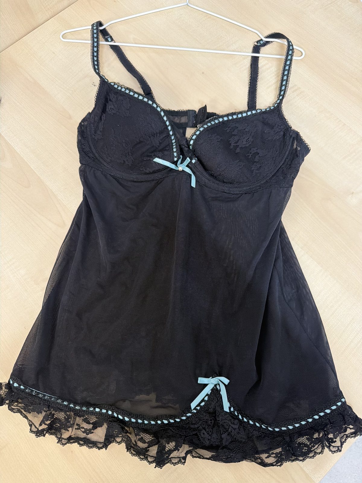 Babydoll corsé negro encaje flores talla única lencería vintage — foto 4