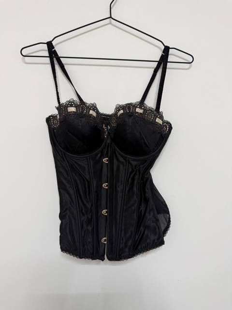 Corset bustier negro tul encaje talla 34C vintage lencería