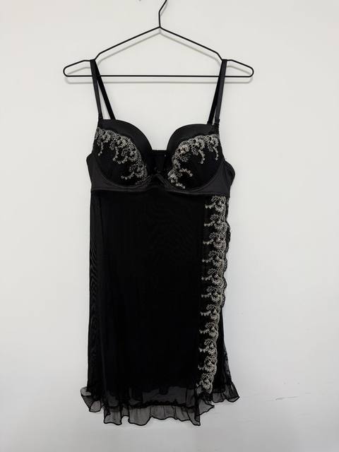 Bloomin Babydoll Lencería Negro Talla XL/40B Encaje Sexy
